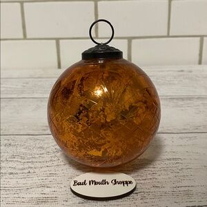 Vintage Inspired Halloween Christmas Mercury Glass Orange Ornament